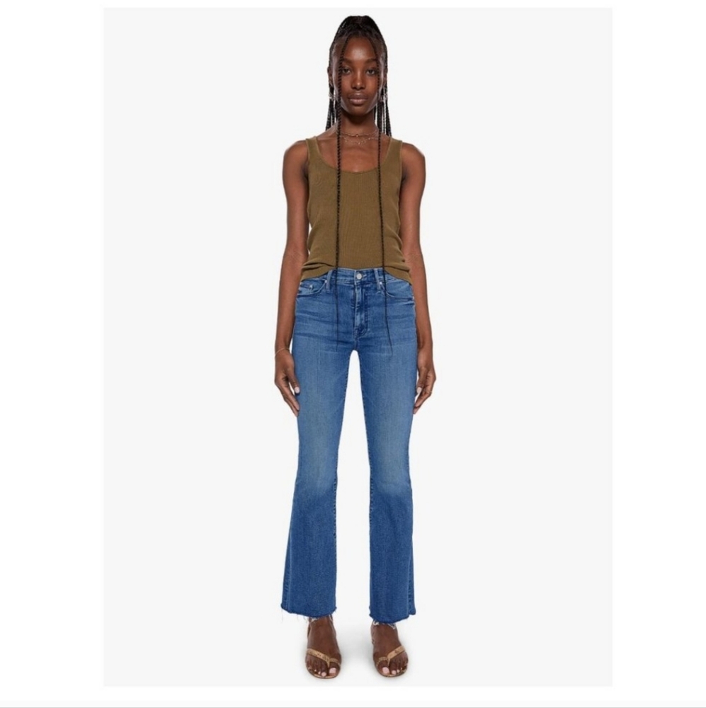 MOTHER the Weekender mid-rise flare jeans in I Wet My Plants